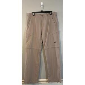 Under Armour Convertible Hiking Pants Men’s Sz 34 Beige Loose Heat Gear